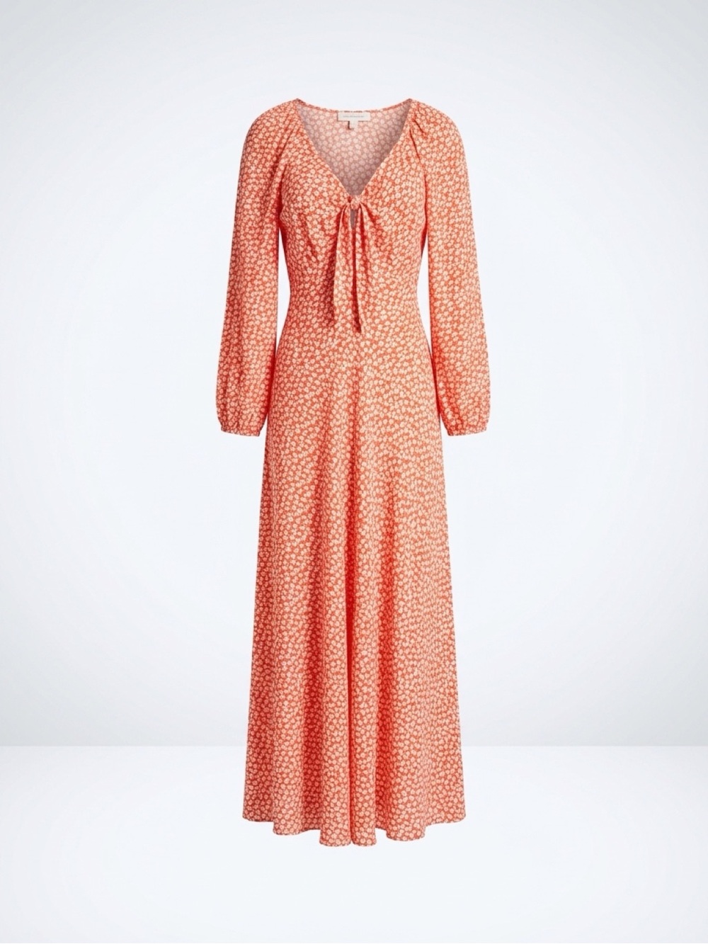 Doen NWT Ortensia Long Sleeve Maxi, Orange Hillside Bloom,XXS but oversized
